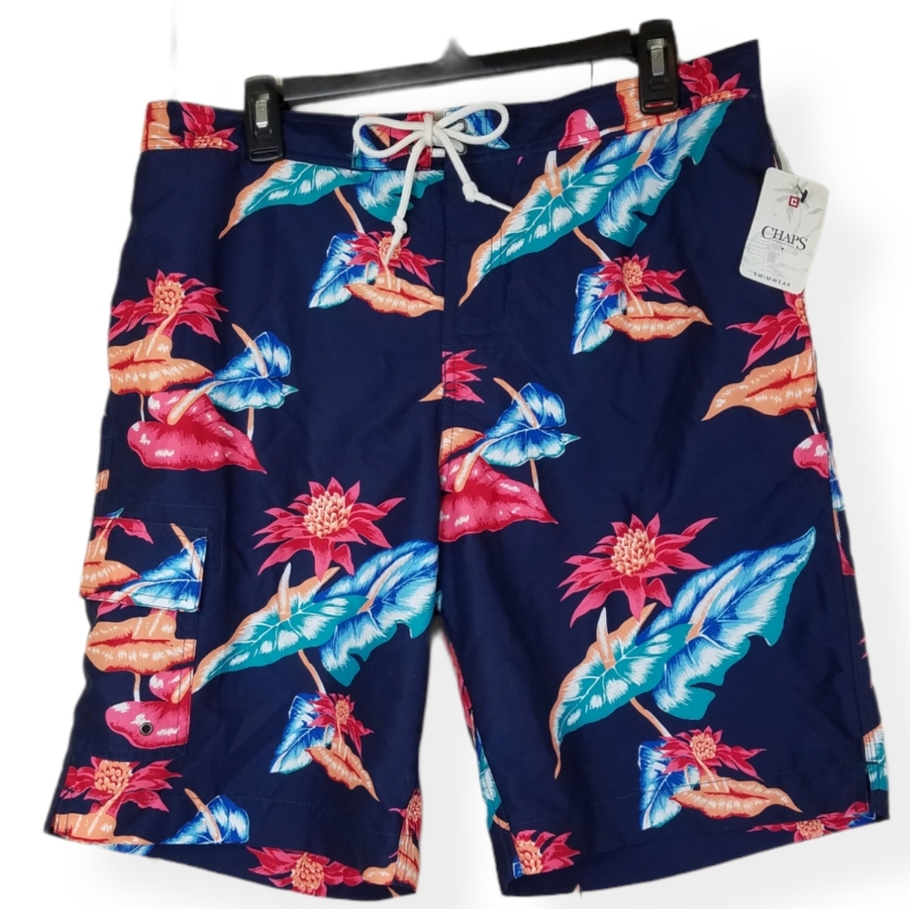 Chaps Tropical Print Swim Trunks Size Large